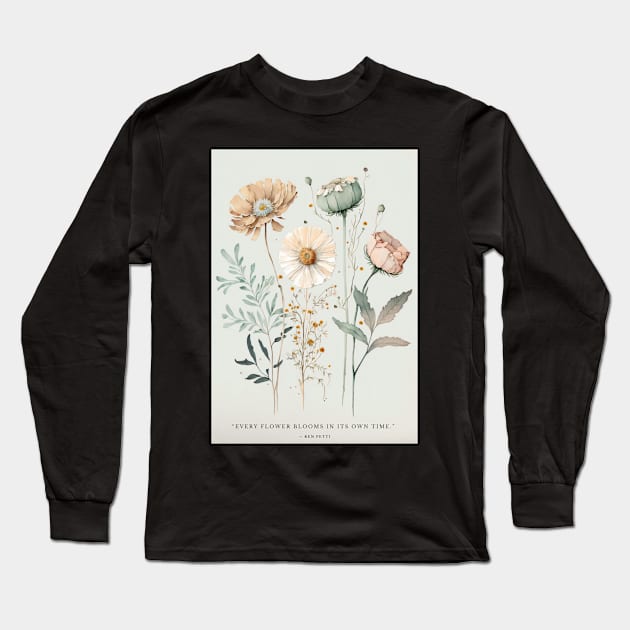 Boho flowers vintage design Long Sleeve T-Shirt by Incharming